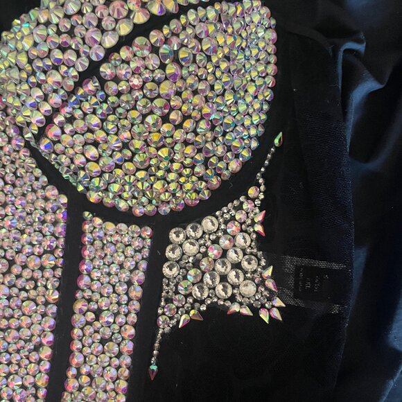 Upcycled Corset Shapewear Punk Goth BDSM Sparkly Rhinestones Handmade - Picture 2 of 5